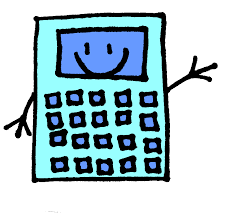 Calculator with smile and arms 