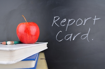 Report Card written on a chalkboard 